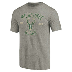 NBA - Milwaukee Bucks Team Heritage Tri-Blend T-Shirt - Gray