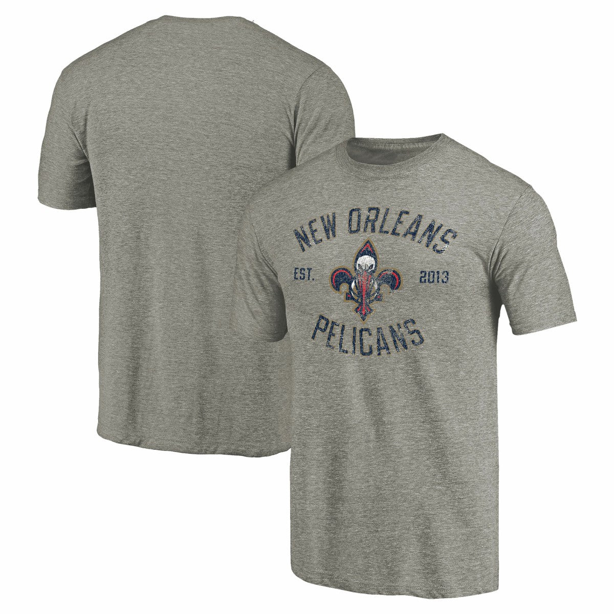 NBA - New Orleans Pelicans Team Heritage Tri-Blend T-Shirt - Gray