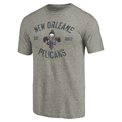 NBA - New Orleans Pelicans Team Heritage Tri-Blend T-Shirt - Gray