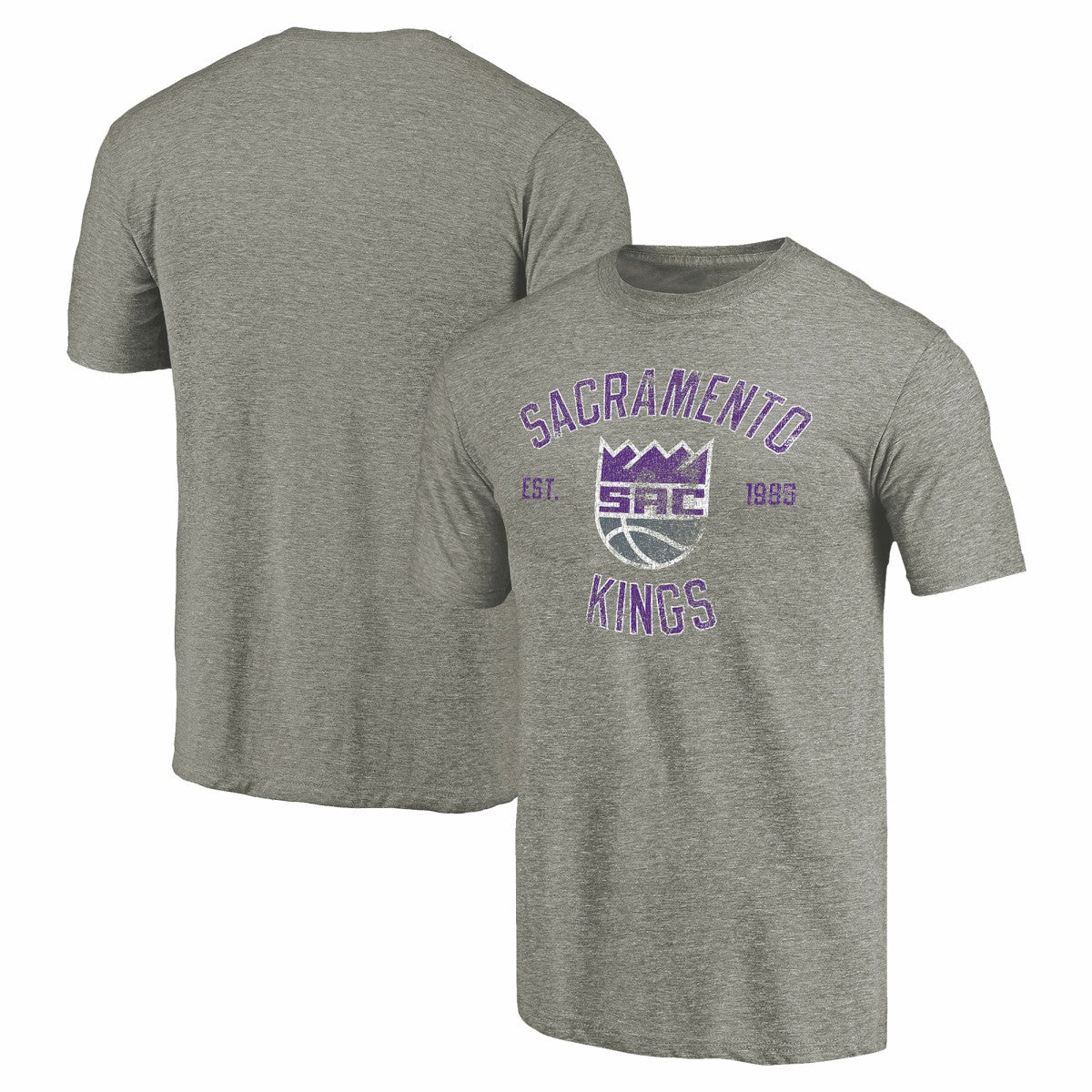 NBA - Sacramento Kings Team Heritage Tri-Blend T-Shirt - Gray
