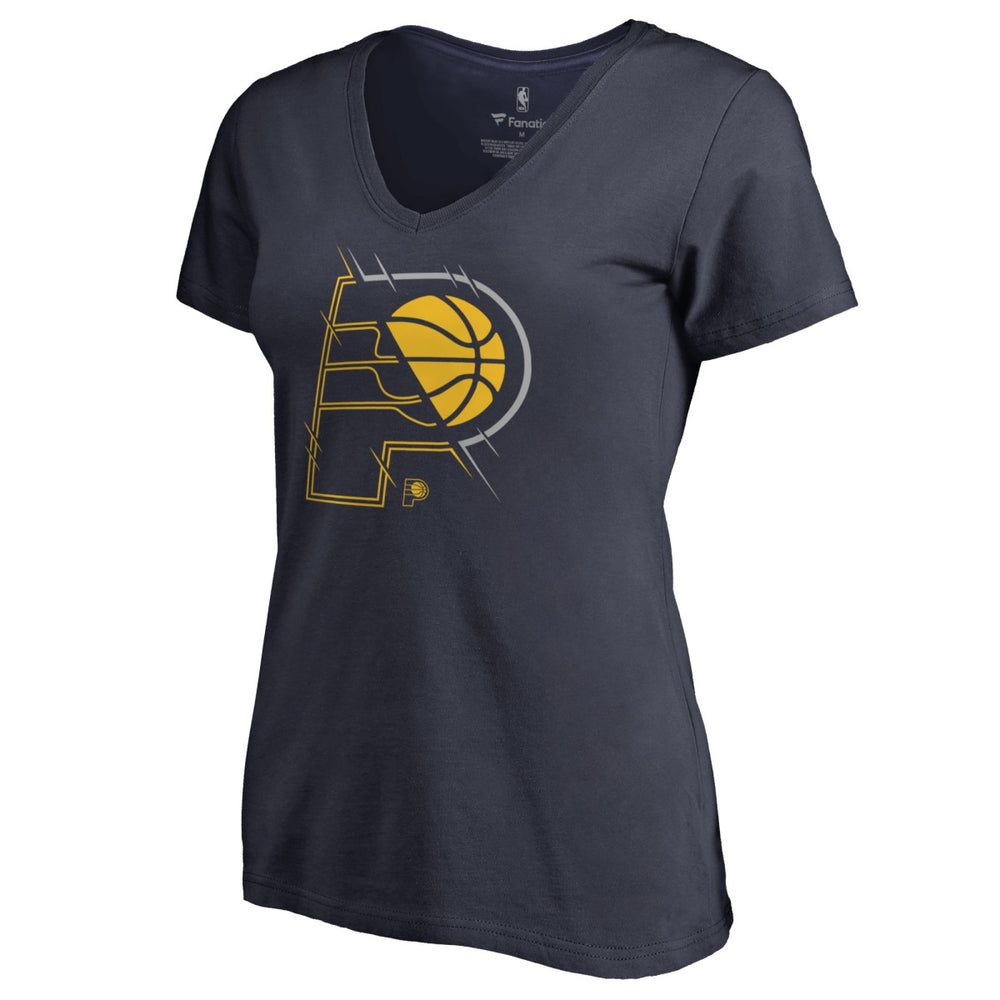 NBA - Indiana Pacers Women's X-Ray Slim Fit V-Neck T-Shirt - Navy