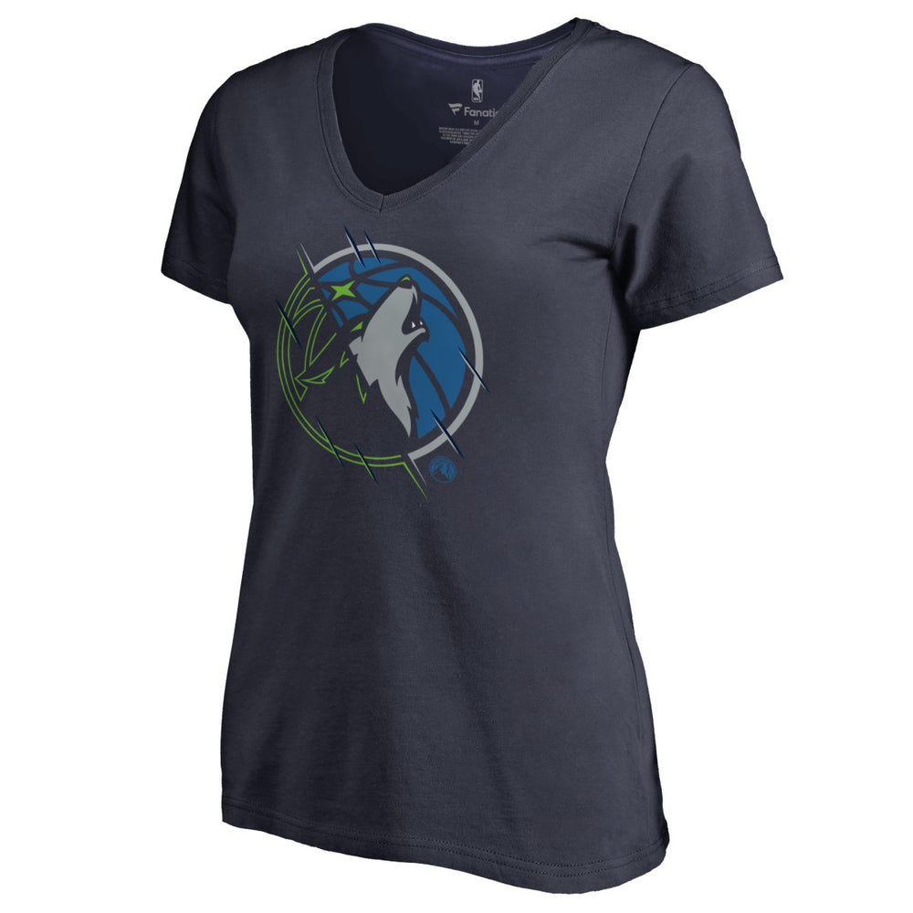 NBA - Minnesota Timberwolves Women's X-Ray Slim Fit V-Neck T-Shirt - Navy