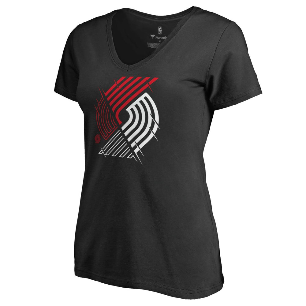 NBA - Portland Trail Blazers Women's X-Ray Slim Fit V-Neck T-Shirt - Black
