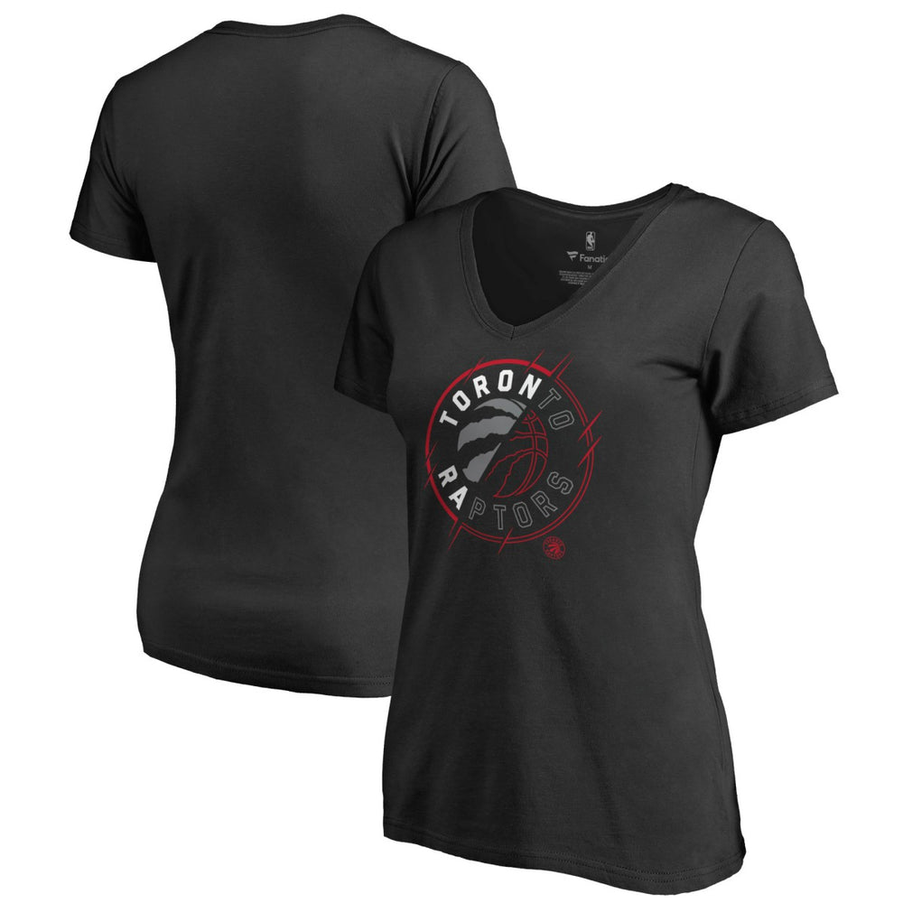 NBA - Toronto Raptors Women's X-Ray Slim Fit V-Neck T-Shirt - Black