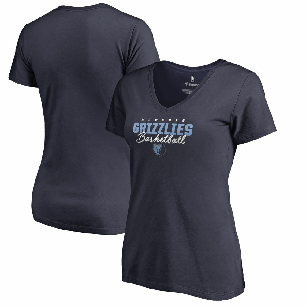 NBA - Memphis Grizzlies Women's Script Assist V-Neck T-Shirt - Navy
