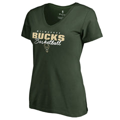 NBA - Milwaukee Bucks Women's Script Assist T-Shirt - Hunter Green