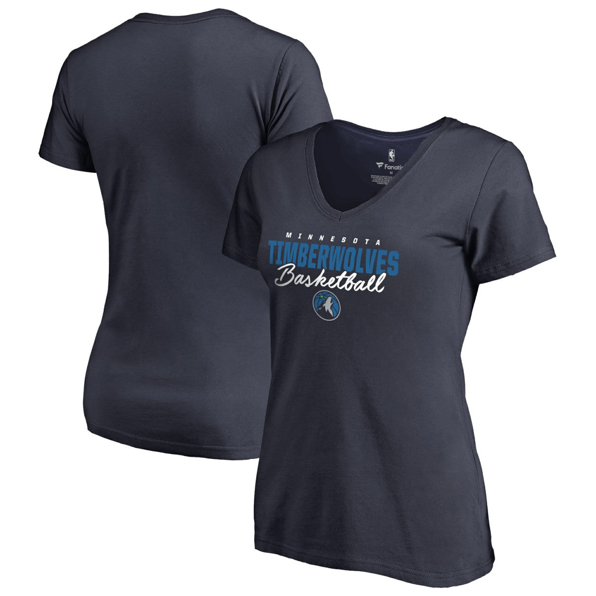 NBA - Minnesota Timberwolves Women's Script Assist V-Neck T-Shirt - Navy