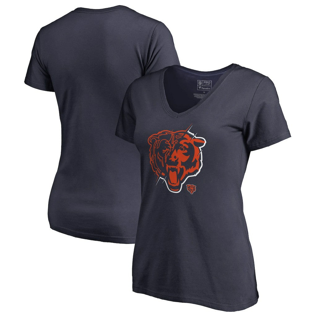 Chicago Bears Women's X-Ray Slim Fit V-Neck T-Shirt Navy - NFL