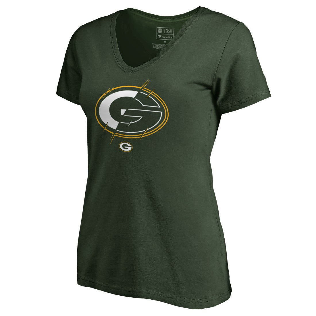 Green Bay Packers Women's X-Ray Slim Fit V-Neck T-Shirt Green - NFL