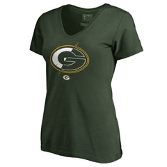 Green Bay Packers Women's X-Ray Slim Fit V-Neck T-Shirt Green - NFL