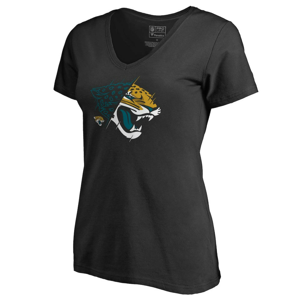 Jacksonville Jaguars Women's X-Ray Slim Fit V-Neck T-Shirt Black - NFL