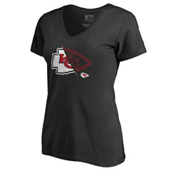 Kansas City Chiefs Women's X-Ray Slim Fit V-Neck T-Shirt Black - NFL