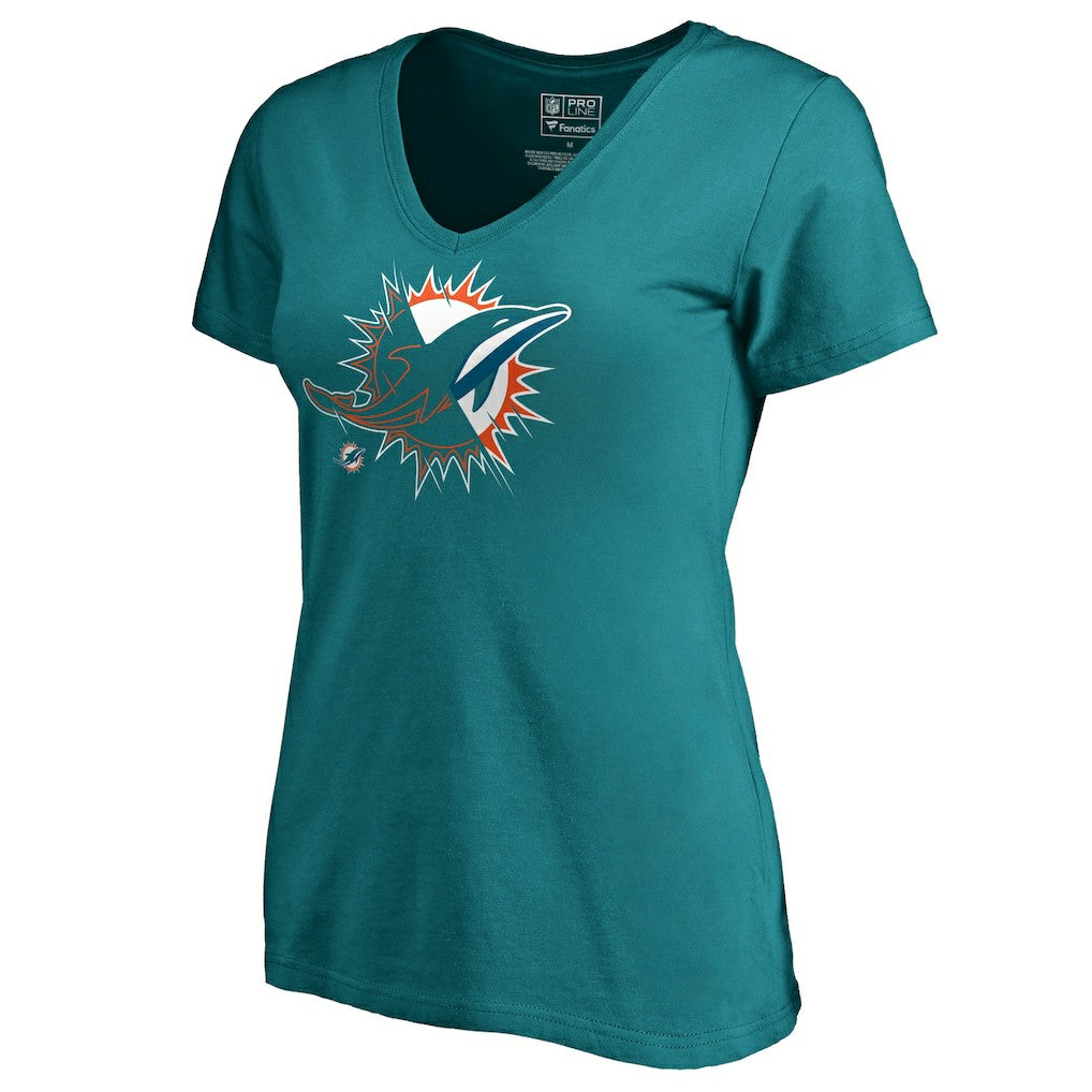 Miami Dolphins Women's X-Ray Slim Fit V-Neck T-Shirt Aqua - NFL