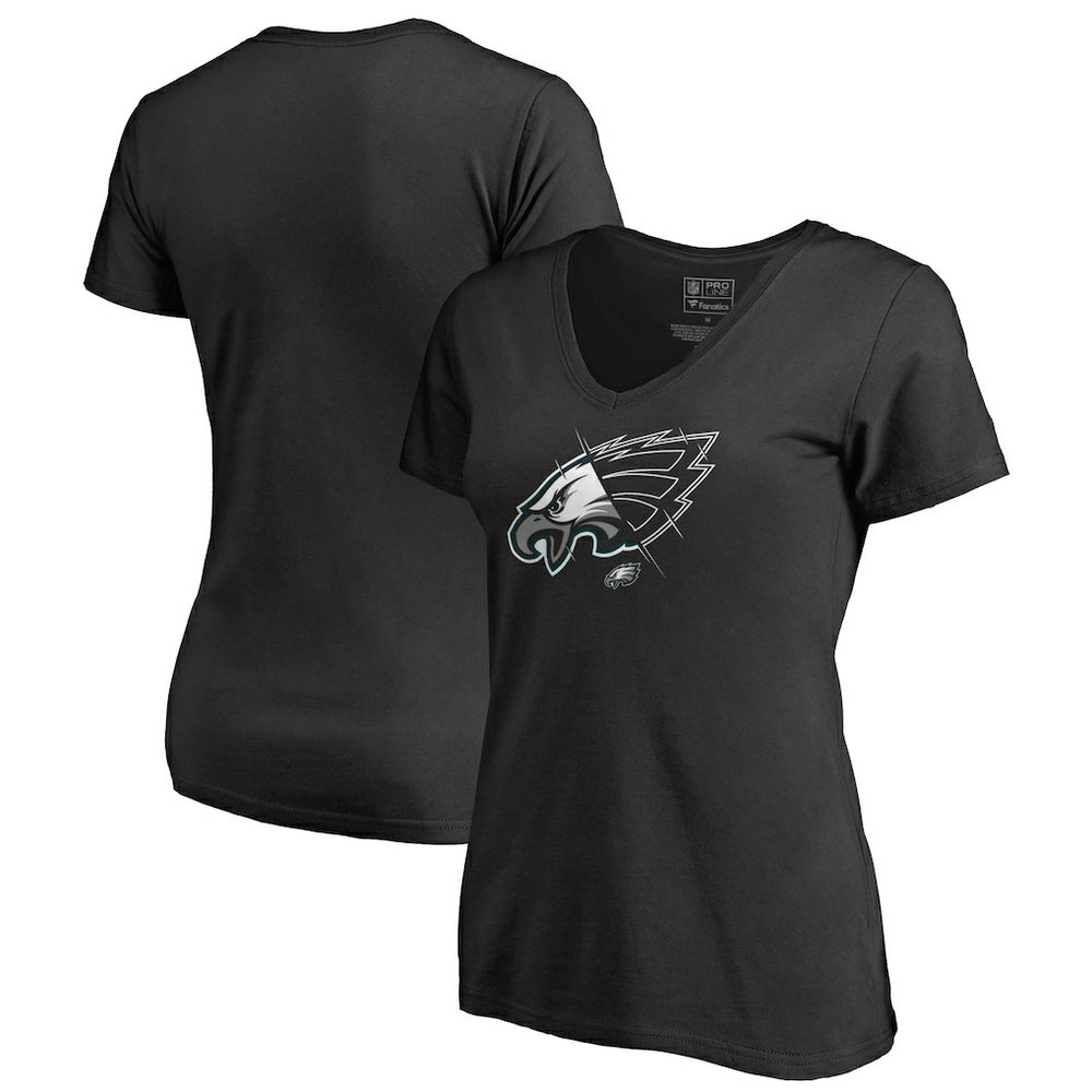 Philadelphia Eagles Women's X-Ray Slim Fit V-Neck T-Shirt Black - NFL