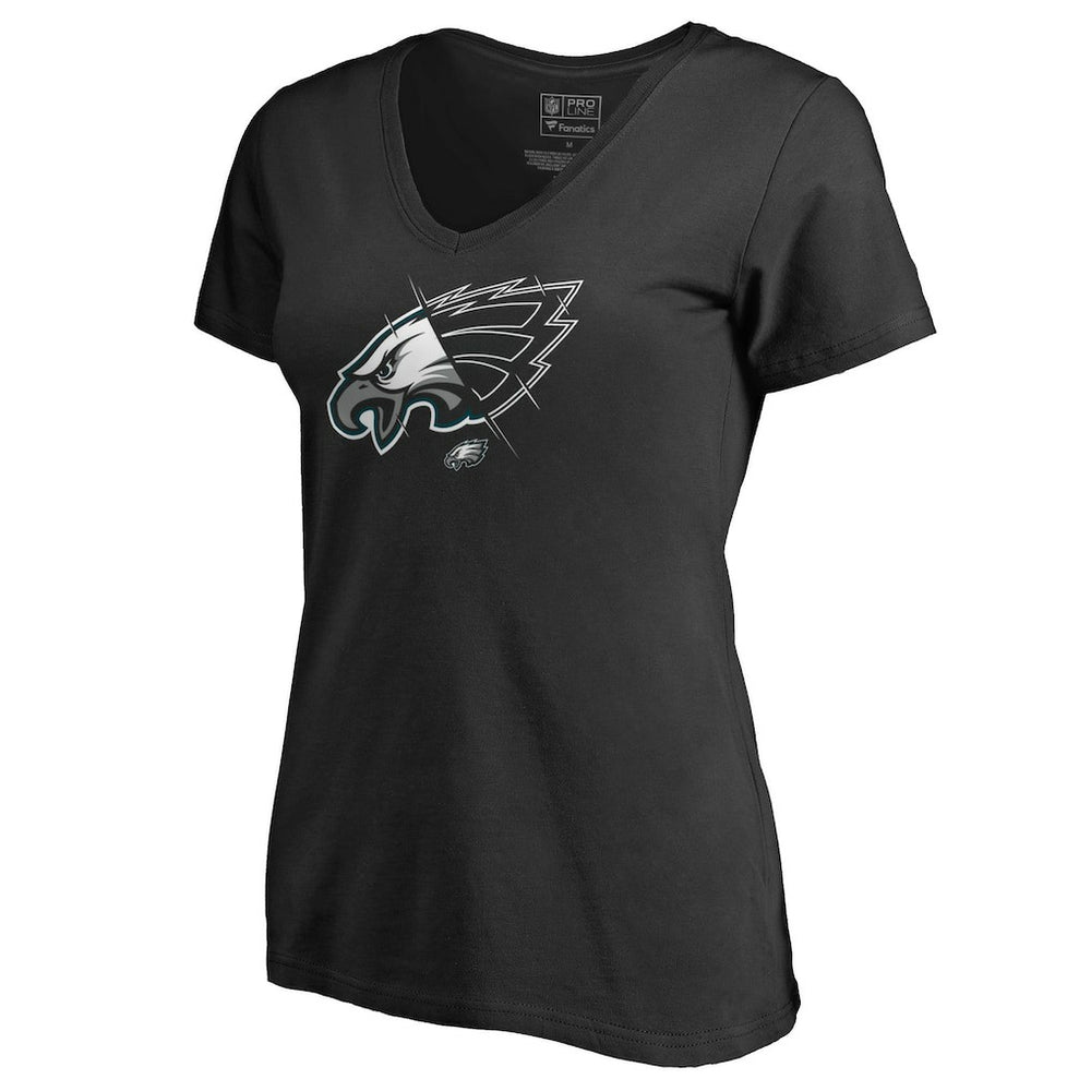 Philadelphia Eagles Women's X-Ray Slim Fit V-Neck T-Shirt Black - NFL