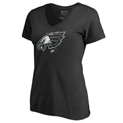Philadelphia Eagles Women's X-Ray Slim Fit V-Neck T-Shirt Black - NFL