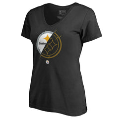 Pittsburgh Steelers Women's X-Ray Slim Fit V-Neck T-Shirt Black - NFL