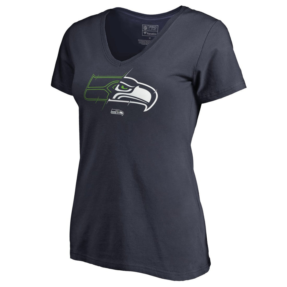 Seattle Seahawks Women's X-Ray V-Neck T-Shirt Navy - NFL