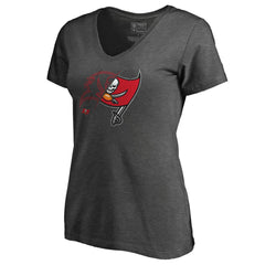 Tampa Bay Buccaneers Women's X-Ray Slim Fit V-Neck T-Shirt Heathered Gray - NFL