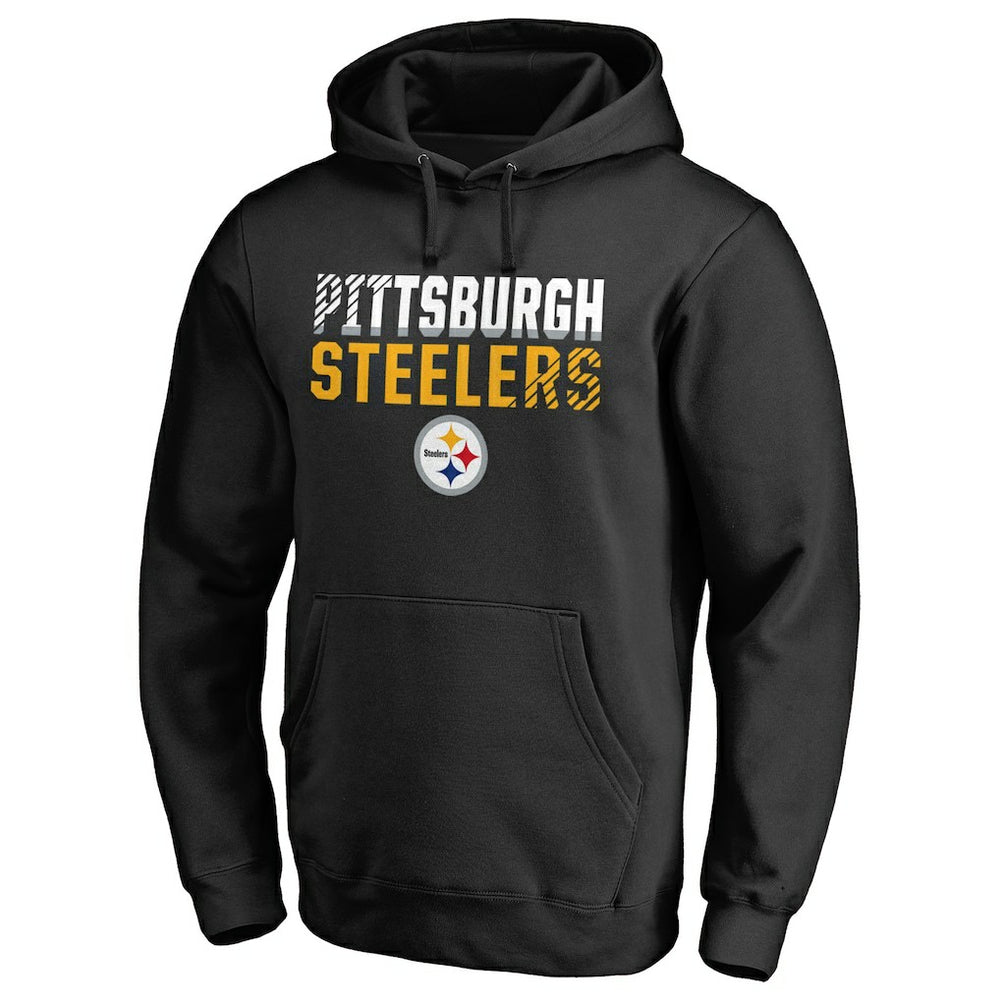 Pittsburgh Steelers Iconic Collection Fade Out Pullover Hoodie Black - NFL