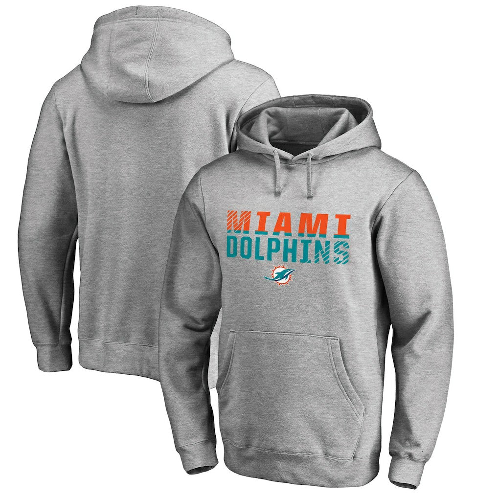 Miami Dolphins Iconic Collection Fade Out Pullover Hoodie Ash - NFL