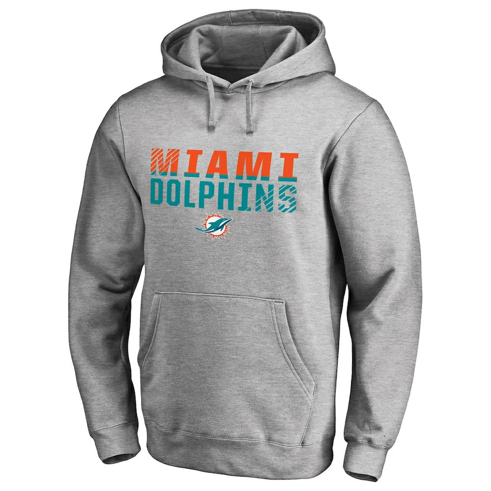 Miami Dolphins Iconic Collection Fade Out Pullover Hoodie Ash - NFL