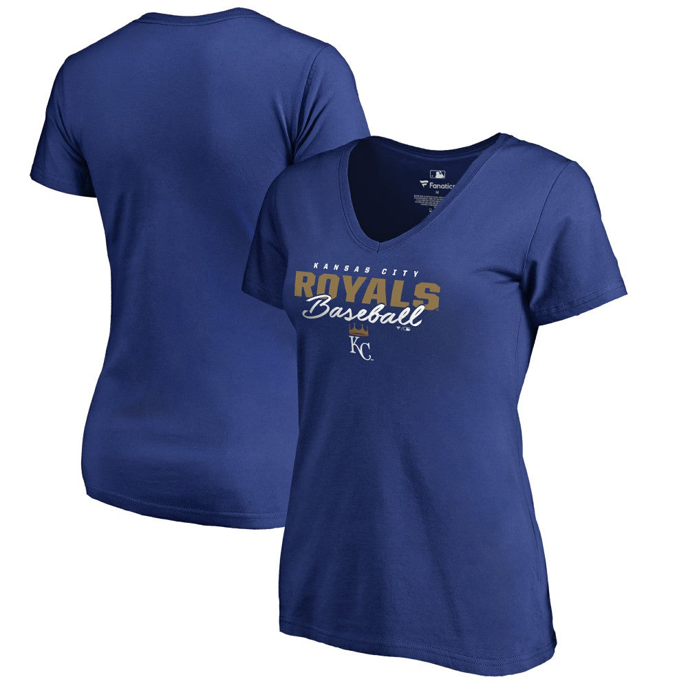 Kansas City Royals Women's Script Assist V-Neck T-Shirt On Sale