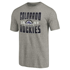 Colorado Rockies Cooperstown Collection Antique Stack Tri-Blend T-Shirt for sale