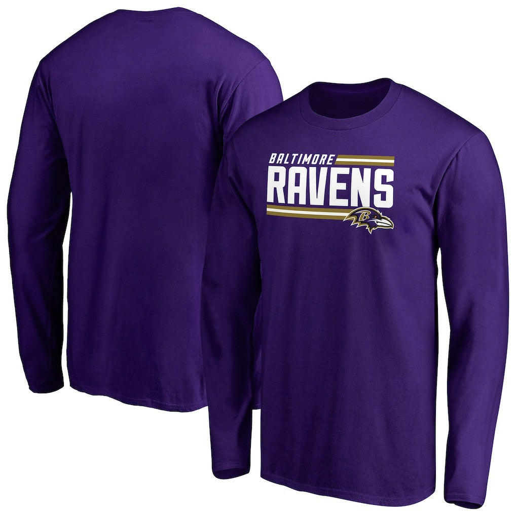 Baltimore Ravens Iconic Collection On Side Stripe Long Sleeve T-Shirt Purple - NFL