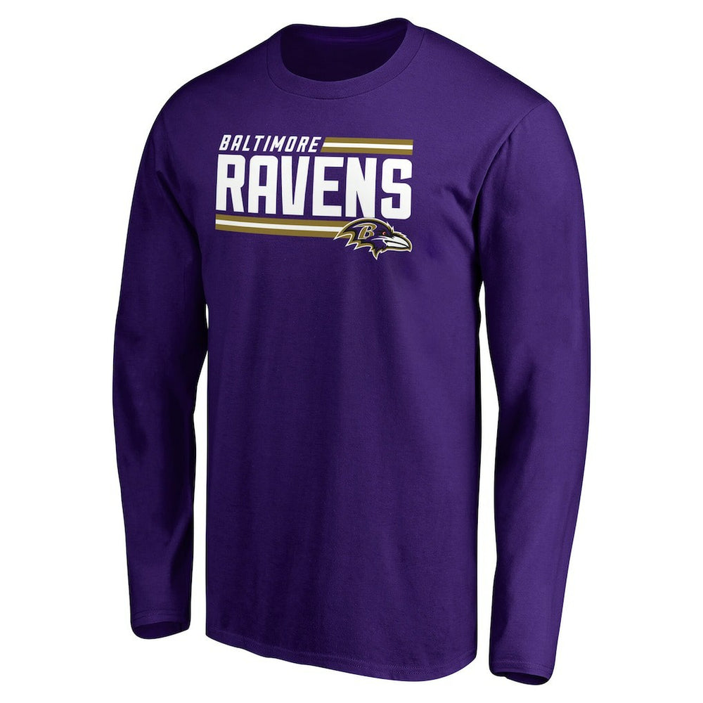 Baltimore Ravens Iconic Collection On Side Stripe Long Sleeve T-Shirt Purple - NFL
