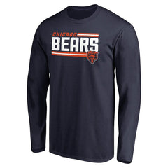Chicago Bears Iconic Collection On Side Stripe Long Sleeve T-Shirt Navy - NFL