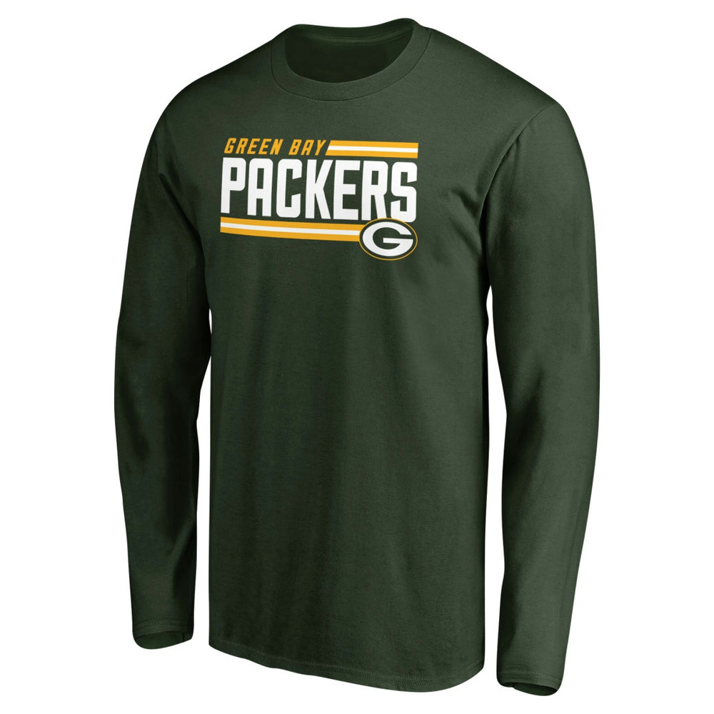 Green Bay Packers Iconic Collection On Side Stripe Long Sleeve T-Shirt Green - NFL