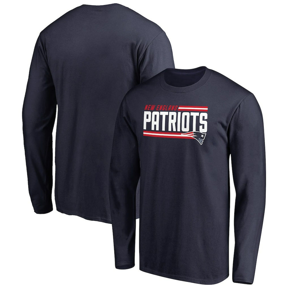 New England Patriots Iconic Collection On Side Stripe Long Sleeve T-Shirt Navy - NFL