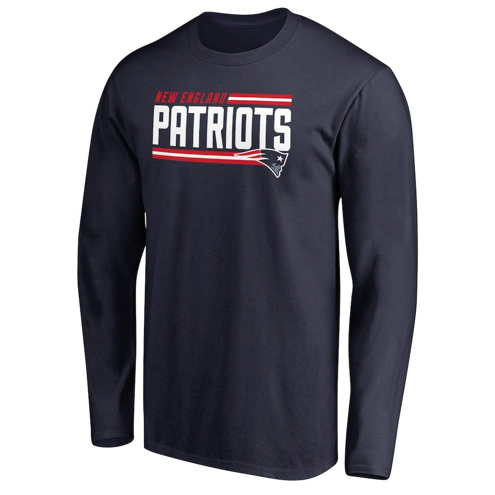 New England Patriots Iconic Collection On Side Stripe Long Sleeve T-Shirt Navy - NFL