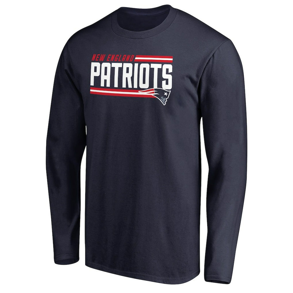 New England Patriots Iconic Collection On Side Stripe Long Sleeve T-Shirt Navy - NFL