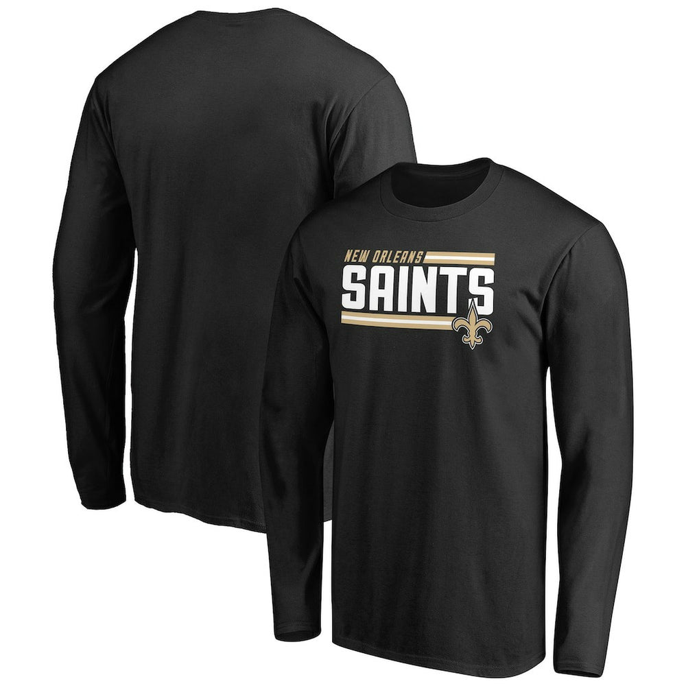 New Orleans Saints Iconic Collection On Side Stripe Long Sleeve T-Shirt Black - NFL