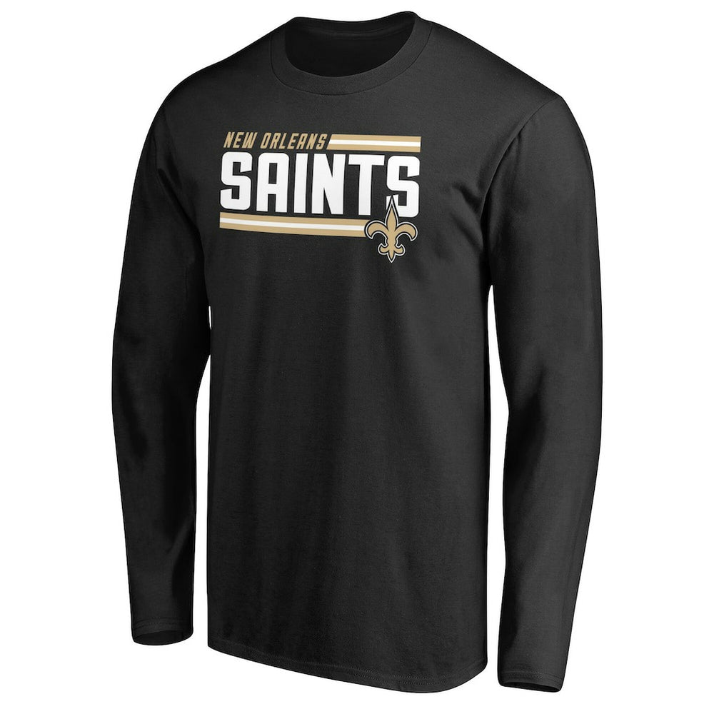 New Orleans Saints Iconic Collection On Side Stripe Long Sleeve T-Shirt Black - NFL