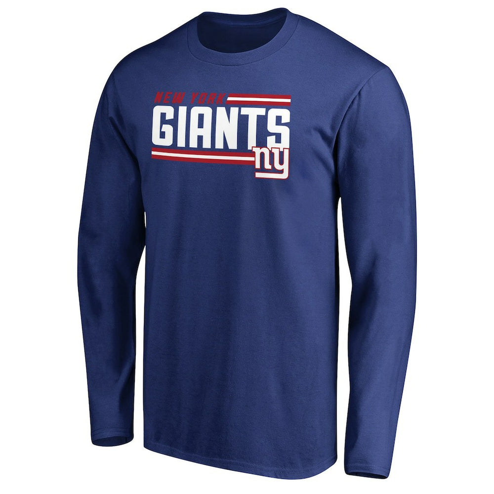 New York Giants Iconic Collection On Side Stripe Long Sleeve T-Shirt Royal - NFL