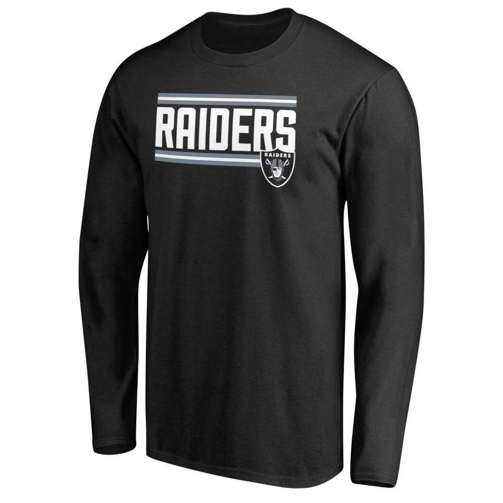 Las Vegas Raiders Iconic Collection On Side Stripe Long Sleeve T-Shirt Black - NFL