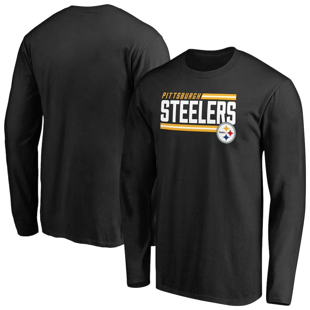 Pittsburgh Steelers Iconic Collection On Side Stripe Long Sleeve T-Shirt Black - NFL