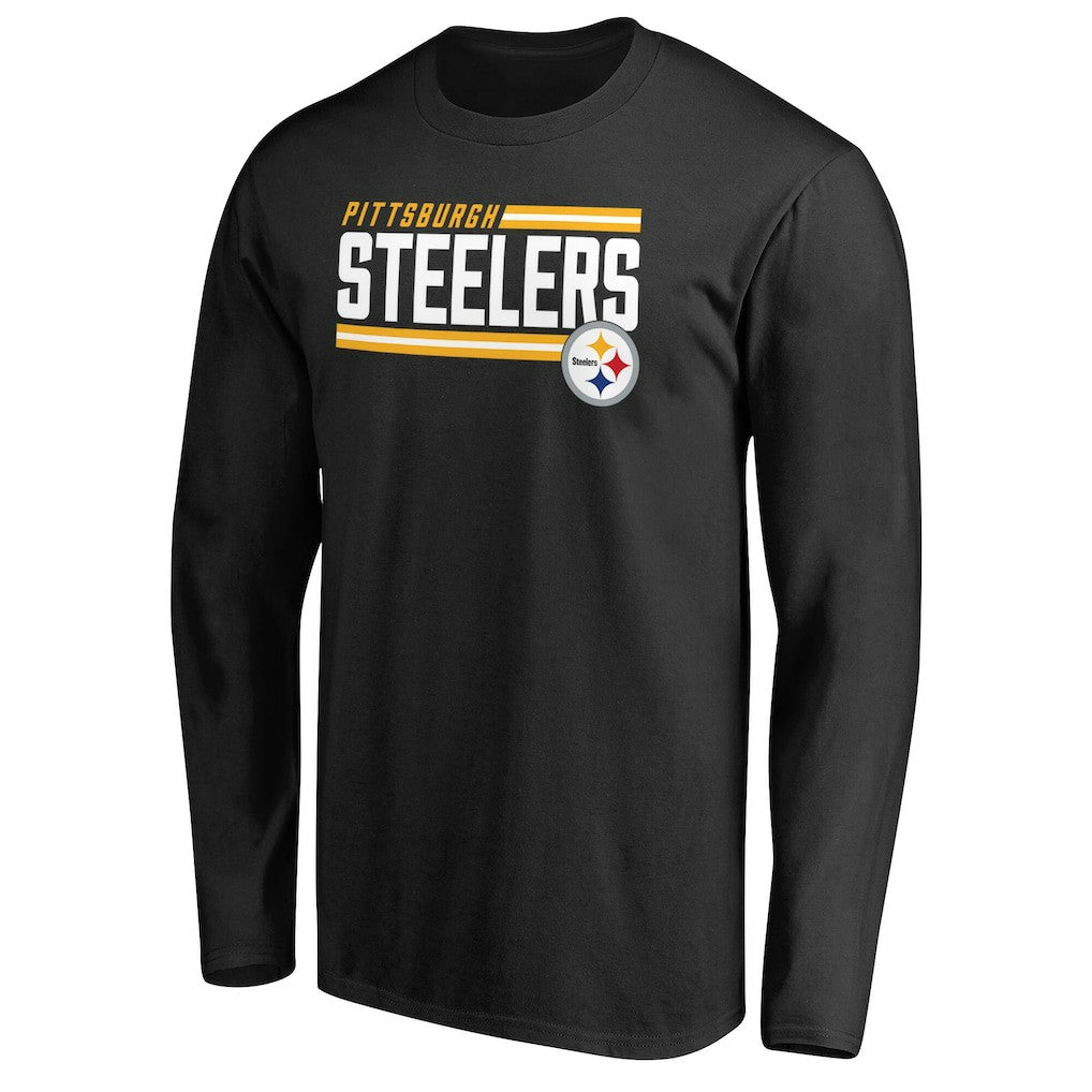 Pittsburgh Steelers Iconic Collection On Side Stripe Long Sleeve T-Shirt Black - NFL