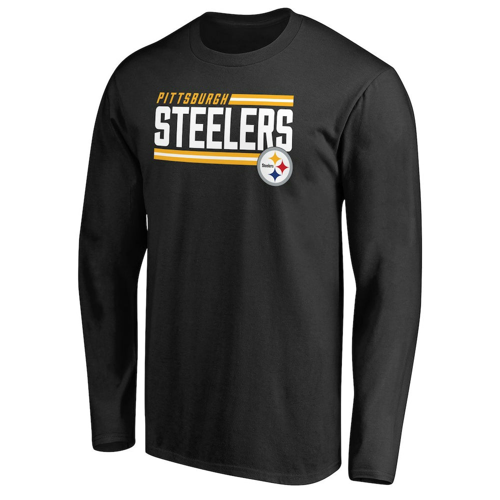 Pittsburgh Steelers Iconic Collection On Side Stripe Long Sleeve T-Shirt Black - NFL
