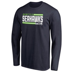Seattle Seahawks Iconic Collection On Side Stripe Long Sleeve T-Shirt College Navy - NFL