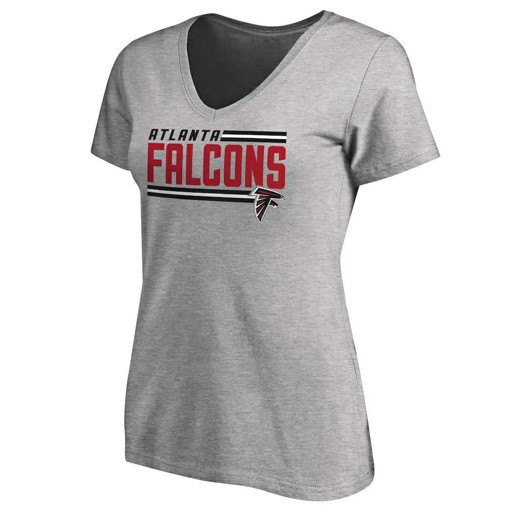 Atlanta Falcons Women's Iconic Collection On Side Stripe V-Neck T-Shirt Heather Gray - NFL