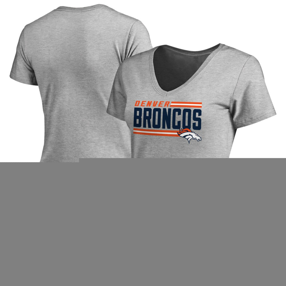 Denver Broncos Women's Iconic Collection On Side Stripe V-Neck T-Shirt Ash - NFL