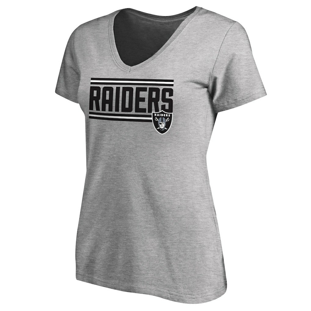 Las Vegas Raiders Women's Iconic Collection On Side Stripe V-Neck T-Shirt Heather Gray - NFL