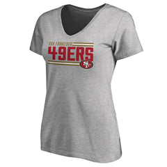 San Francisco 49ers Women's Iconic Collection On Side Stripe V-Neck T-Shirt Ash - NFL