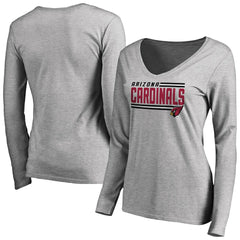 Arizona Cardinals Women's Iconic Collection On Side Stripe Long Sleeve V-Neck T-Shirt Ash - NFL