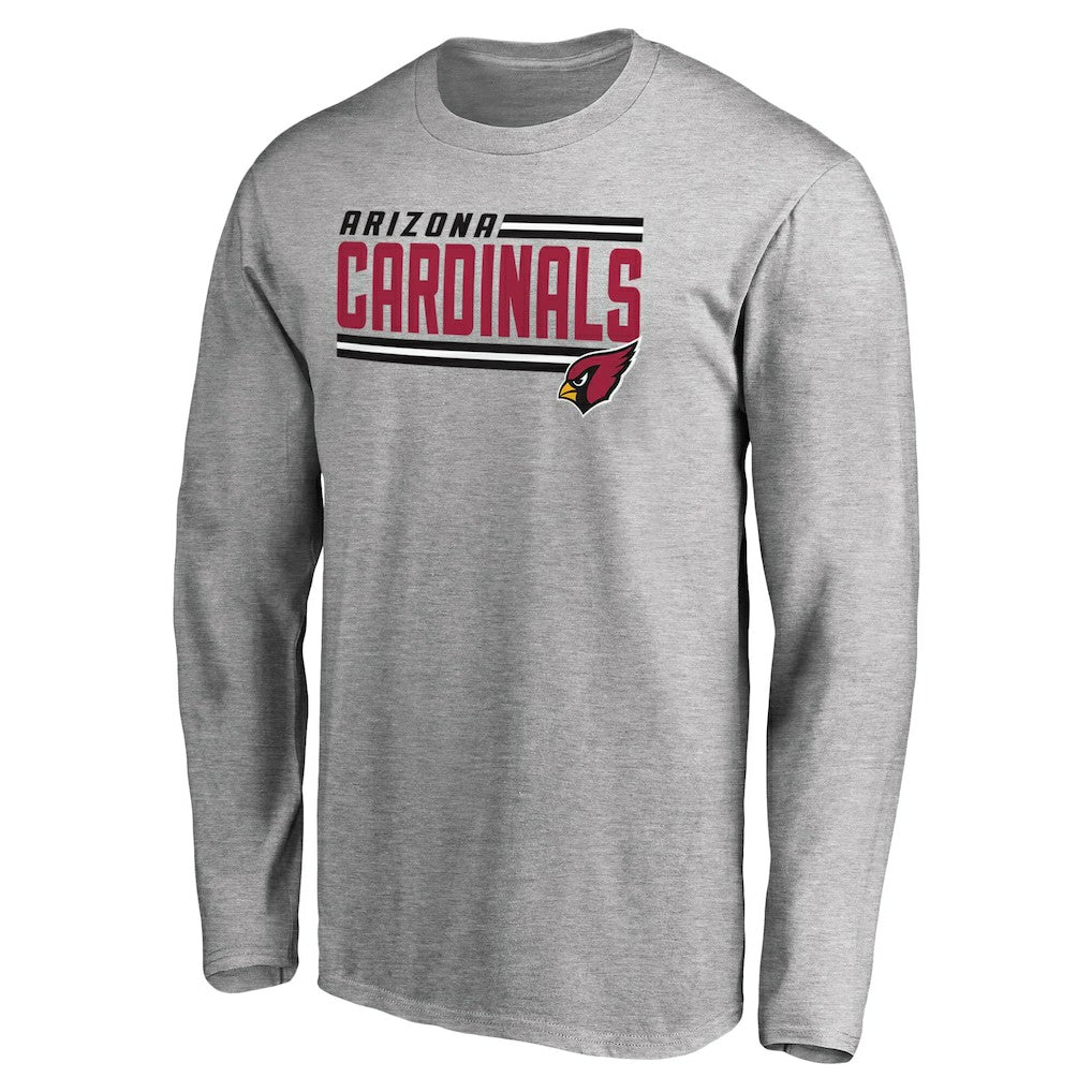 Arizona Cardinals Iconic Collection On Side Stripe Long Sleeve T-Shirt Ash - NFL