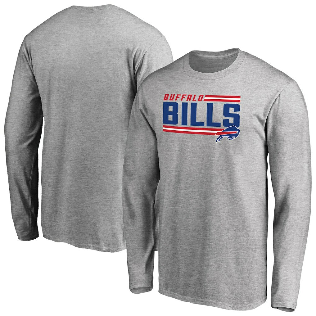 Buffalo Bills Iconic Collection On Side Stripe Long Sleeve T-Shirt Ash - NFL